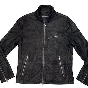 John Varvatos Black Suede Wire Collar Jacket 50 EU